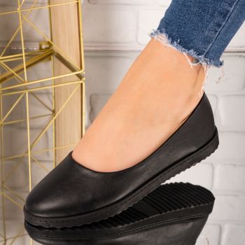 Pantofi dama din piele ecologica Negri Azra Marimea 36 la reducere