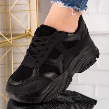 Sneakersi dama cu talpa inalta din piele ecologica intoarsa Negri Ayla Marimea 39 Sneakersi dama cu talpa inalta din piele ecologica intoarsa Negri Ayla Marimea 39