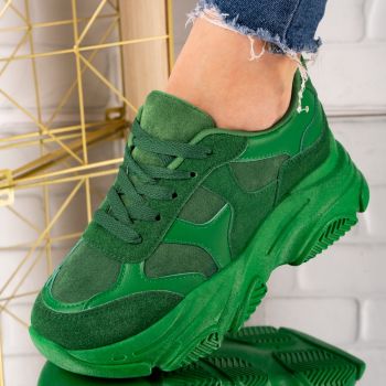 Sneakersi dama cu talpa inalta din piele ecologica intoarsa Verzi Ayla Marimea 39 Sneakersi dama cu talpa inalta din piele ecologica intoarsa Verzi Ayla Marimea 39