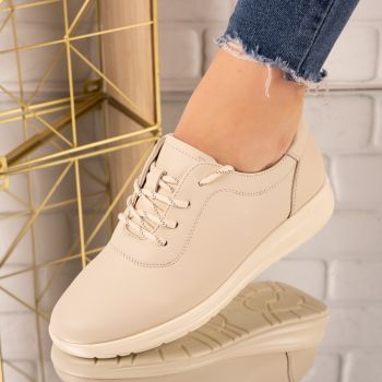 Sneakersi dama din piele ecologica Bej Farah Marimea 41