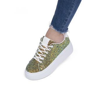 Sneakersi dama din piele ecologica cu paiete Verzi Hailey Marimea 38 ieftini