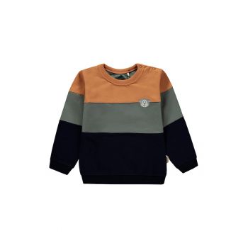 Bluza sport din amestec de bumbac organic cu model colorblock