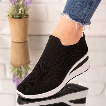 Sneakersi dama din material textil Negri Lexie Marimea 38 la reducere