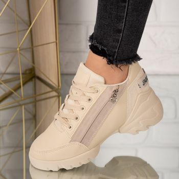 Sneakersi dama din piele ecologica Bej Sheila Marimea 37 Sneakersi dama din piele ecologica Bej Sheila Marimea 37