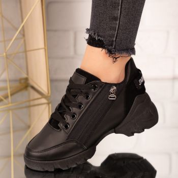 Sneakersi dama din piele ecologica Negri Sheila Marimea 41 Sneakersi dama din piele ecologica Negri Sheila Marimea 41