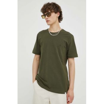 Les Deux tricou din bumbac culoarea verde, neted