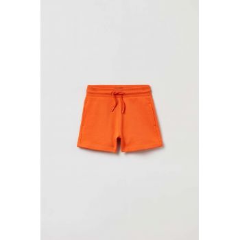OVS pantaloni scurți din bumbac pentru copii culoarea portocaliu, neted