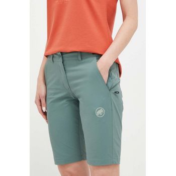 Mammut pantaloni scurți outdoor Runbold culoarea verde, neted, medium waist