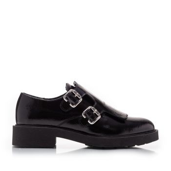 Pantofi casual damă din piele naturală, Leofex - 371 Negru naplac