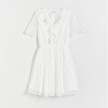 Reserved - Rochie din amestec de lyocell - Alb