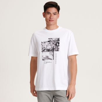 Reserved - Tricou oversized cu imprimeu în relief - Alb