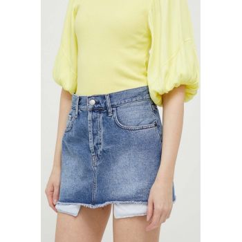 Sisley fusta jeans mini, drept ieftina