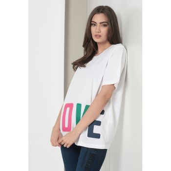 Tricou lejer cu imprimeu text