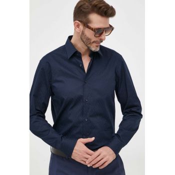 BOSS cămașă din bumbac bărbați, culoarea bleumarin, cu guler clasic, regular 50473310 de firma originala