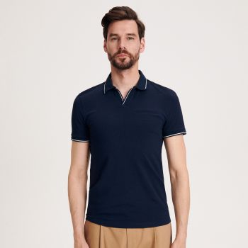 Reserved - Tricou polo cu imprimeu slim fit - Bleumarin