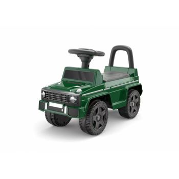 Masinuta copii fara pedale Nichiduta Dark Green, spatar cu functie de impingere, volan cu sunete si claxon, protectie impotriva rasturnarii, recomandata copiilor cu varsta 1,5-3 ani, cu greutatea pana la 20 kg