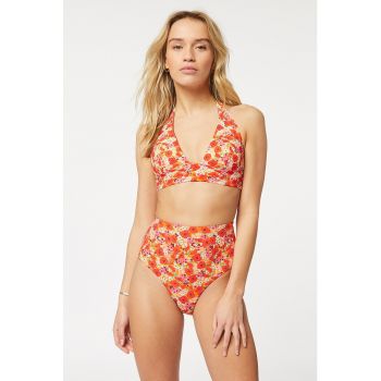 Sutien de baie cu cupe triunghiulare si model floral Paolla