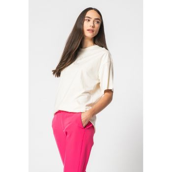 Tricou de bumbac organic cu decolteu la baza gatului si maneci cazute