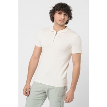 Tricou polo cu fenta scurta cu fermoar Emil