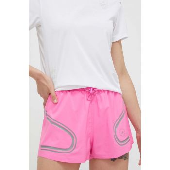 adidas by Stella McCartney pantaloni scurți de alergare TruePace culoarea roz, cu imprimeu, high waist