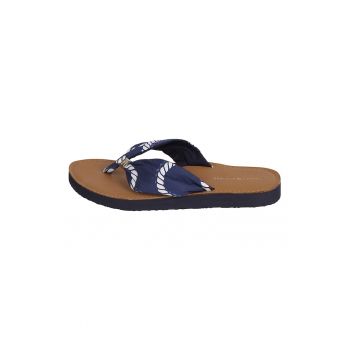 Papuci flip-flop cu garnituri textile cu imprimeu