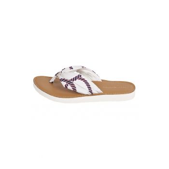 Papuci flip-flop cu garnituri textile cu imprimeu