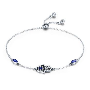 Bratara din argint 925 Blue Crystal Hamsa de firma originala