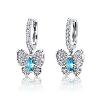 Cercei din argint Blue Butterfly