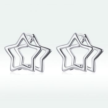 Cercei din argint Double Star Shape