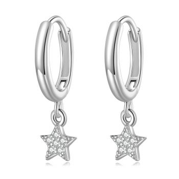 Cercei din argint Dropped Star Hoops