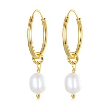 Cercei din argint Golden Drop Pearls