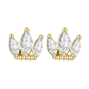 Cercei din argint Golden Small Crystal Crown ieftin