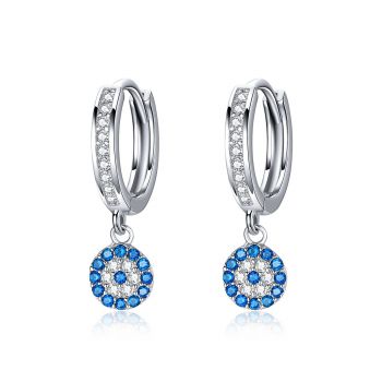 Cercei din argint Lucky Blue Eye Hoops