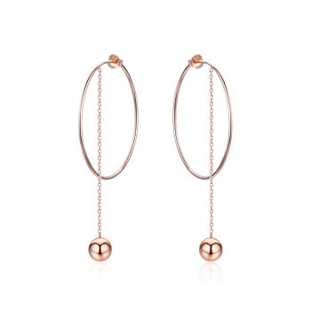 Cercei din argint Rose Gold Hoops & Chain