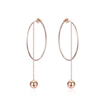 Cercei din argint Rose Gold Hoops & Chain