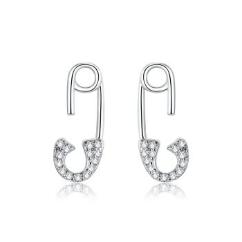 Cercei din argint Sparkling Safety Pin