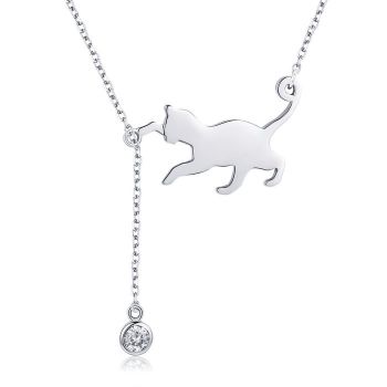 Colier din argint 925 Playful Silver Cat