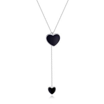 Colier din argint Black Enamel Heart