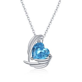 Colier din argint Clear Blue Winged Heart