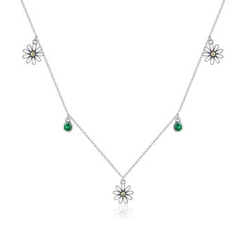 Colier din argint Green Daisy Crystals