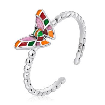 Inel reglabil din argint Open Colorful Butterfly de firma original