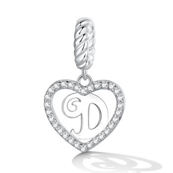 Talisman din argint Heart Letter D