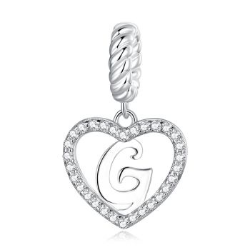 Talisman din argint Heart Letter G