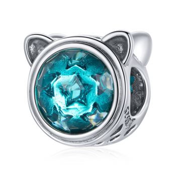 Talisman din argint Sea Blue Star Cat
