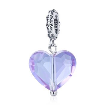 Talisman din argint Violet Translucent Heart de firma original