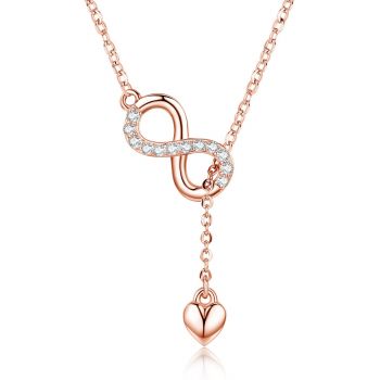 Colier din argint Rose Gold Infinity and Heart