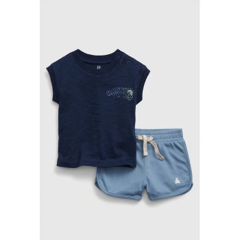 Set de tricou cu imprimeu si pantaloni scurti - 2 piese ieftin