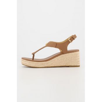 Sandale-espadrile wedge de piele saffiano Laney la reducere