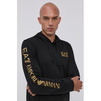 EA7 Emporio Armani Bluză bărbați, culoarea negru, cu imprimeu