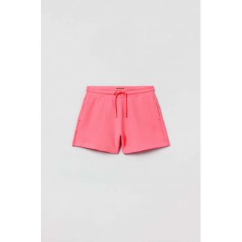 OVS pantaloni scurți din bumbac pentru copii culoarea roz, neted
